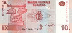 10 конголезских франков аверс