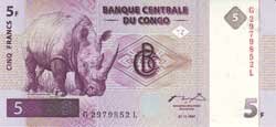 5 конголезских франков аверс