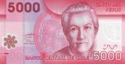 5000 чилийских песо аверс