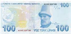 100 турецких лир реверс