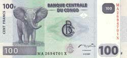 100 конголезских франков аверс