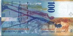 100 швейцарских франков реверс