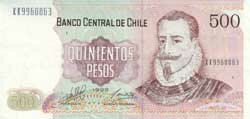 500 чилийских песо аверс