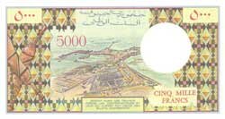 5000 франков Джибути реверс