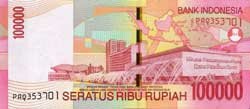 100000 индонезийских рупий реверс