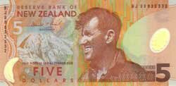 5 новозеландских долларов аверс