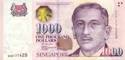 1000 сингапурских долларов аверс