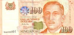 100 сингапурских долларов аверс