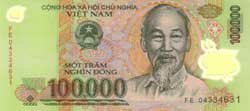 100000 вьетнамских донгов аверс
