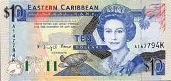 10 восточно-карибских долларов аверс