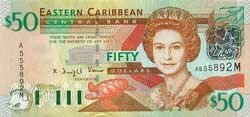 50 восточно-карибских долларов аверс