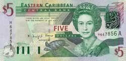 5 восточно-карибских долларов аверс
